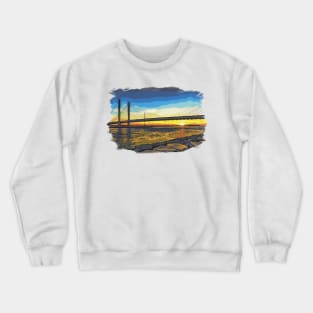 Bridge Sunset at Indian River Watercolor Crewneck Sweatshirt